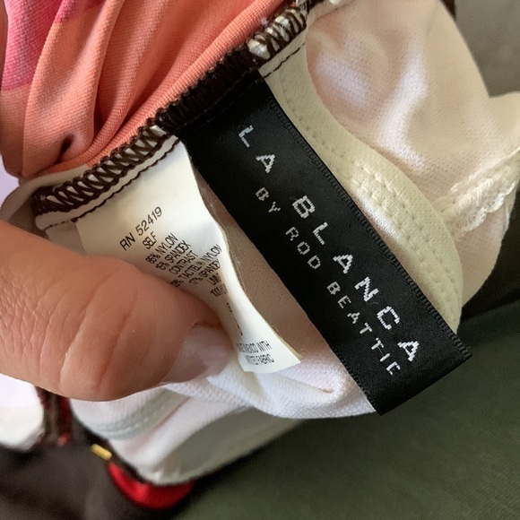 La Blanca Striped Multicolor brown orange One Piece SIZE 8 swimsuit halter‎ neck - Picture 3 of 9